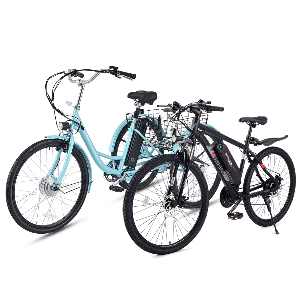 $100 Off Combo 26" TG1 Electric Tricycle - Cyan + Panther Electric Mountain Bike - Black