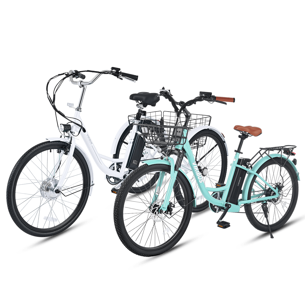 $150 Off Combo 26" TG1 Electric Tricycle - White + BZ1 Step-Thru Electric Bike - Cyan