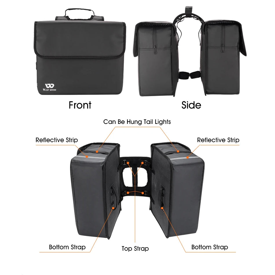 Viribus 36L Waterproof Bike Rack Bag Pannier Pack