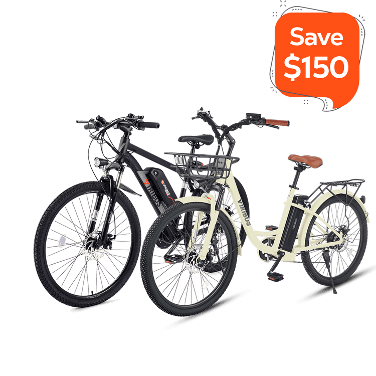 $150 Off Combo BZ1 Step-Thru Electric Bike - Khaki + Panther Electric Mountain Bike - Black