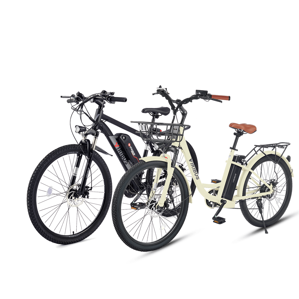 $150 Off Combo BZ1 Step-Thru Electric Bike - Khaki + Panther Electric Mountain Bike - Black