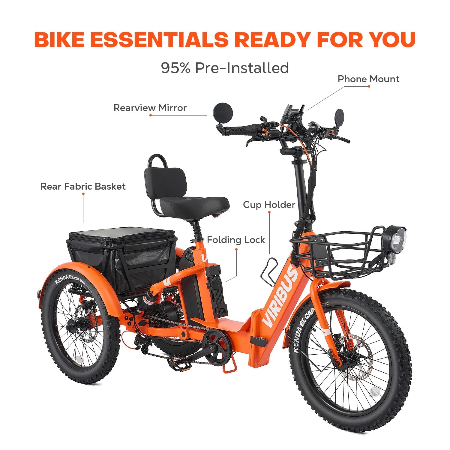Viribus FC1 Folding Fat Tire Electric Tricycle