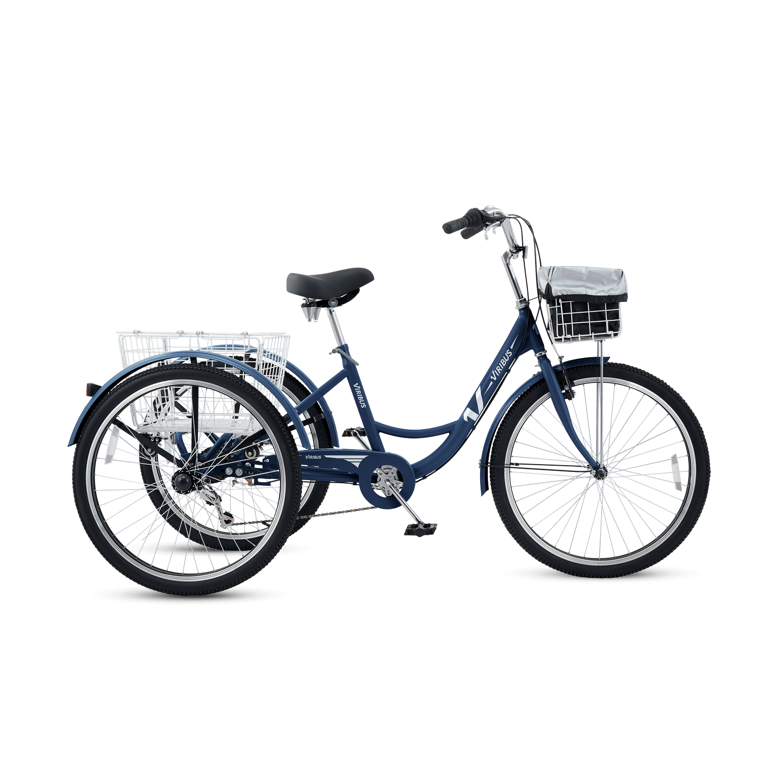 Viribus Adults Tricycle with Basket, 7 speed & Single-Chain