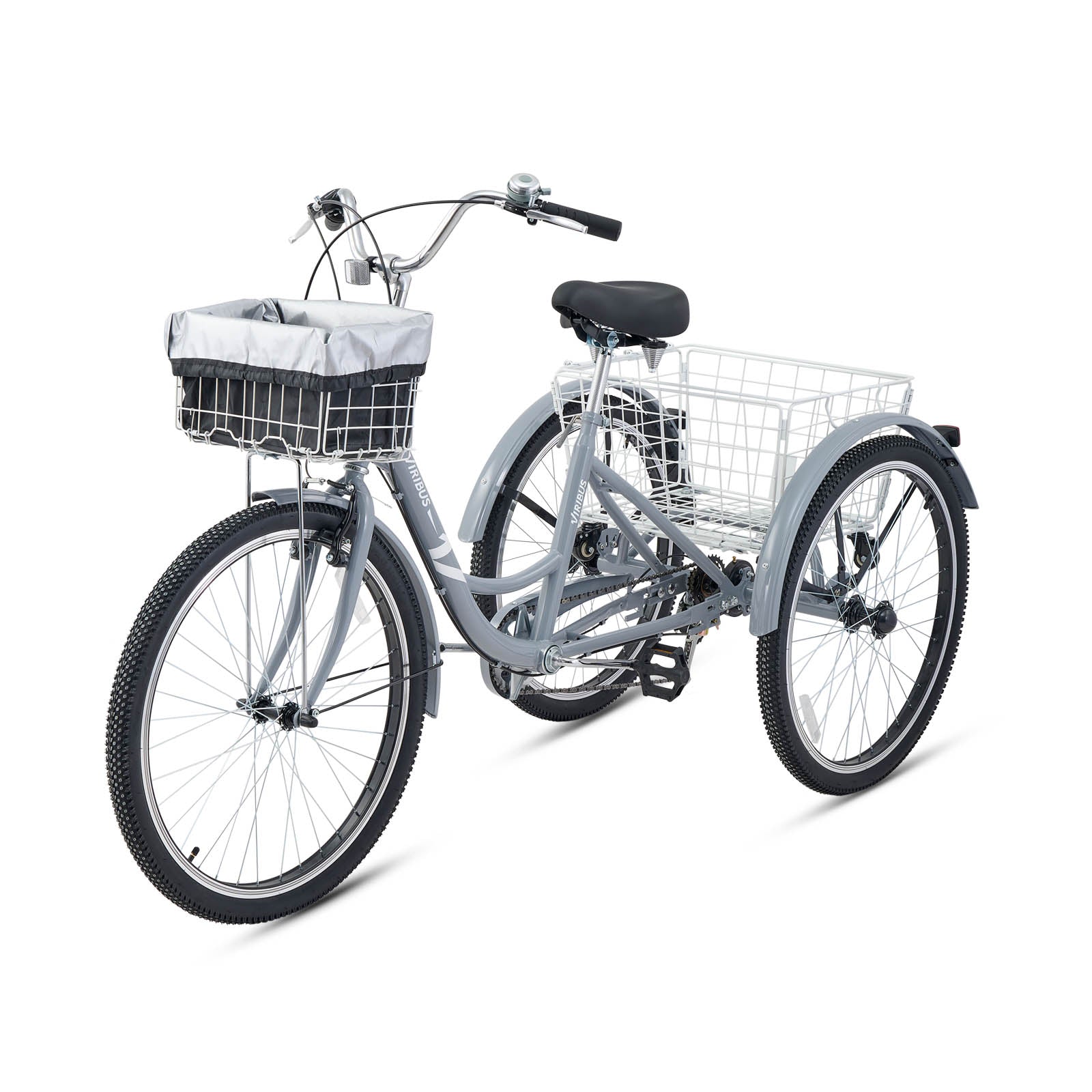 Viribus Adults Tricycle with Basket, 7 speed & Single-Chain