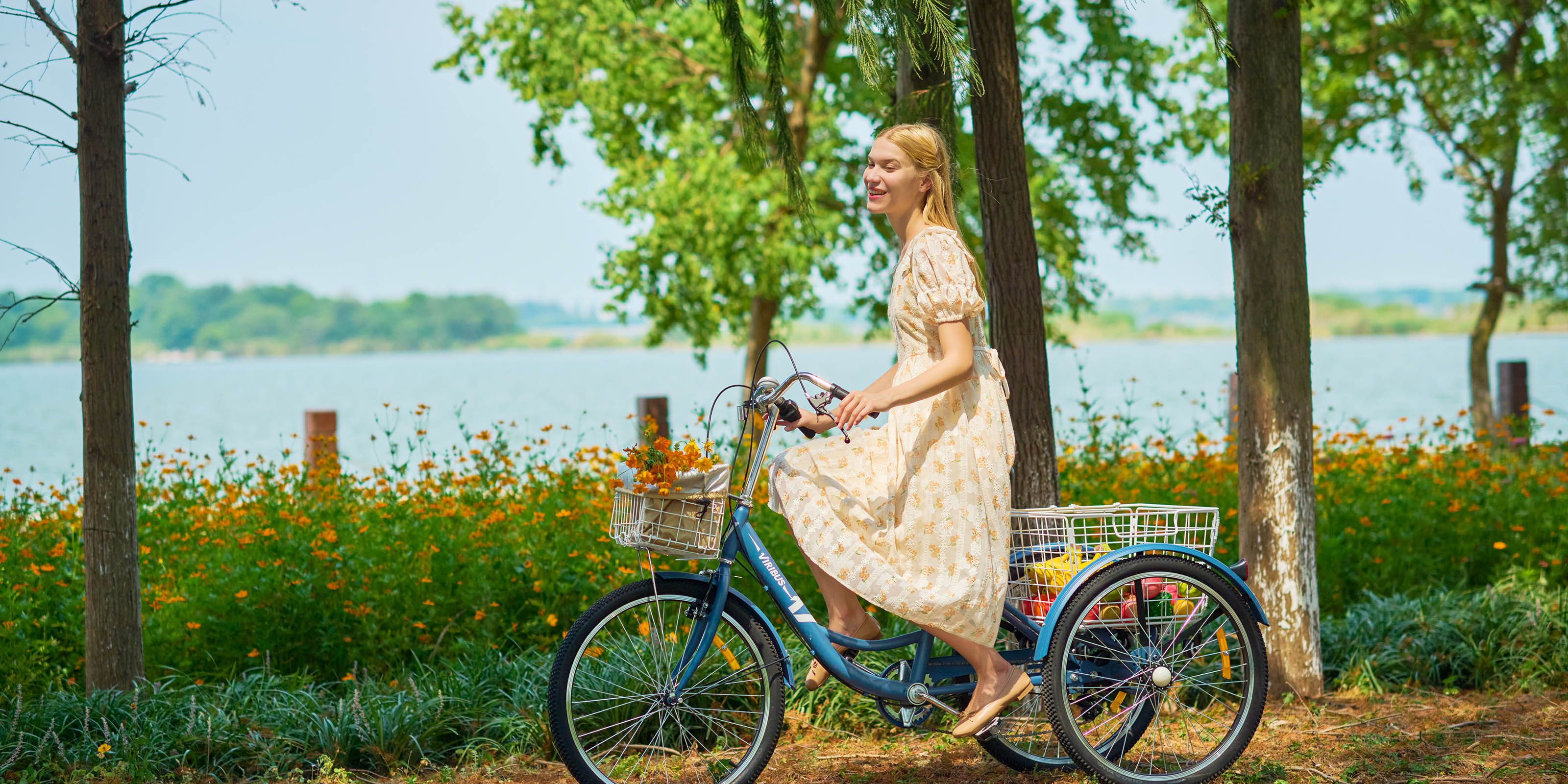 Viribus Best Adults Tricycle 7 speed Three Wheel Bike for Women Men