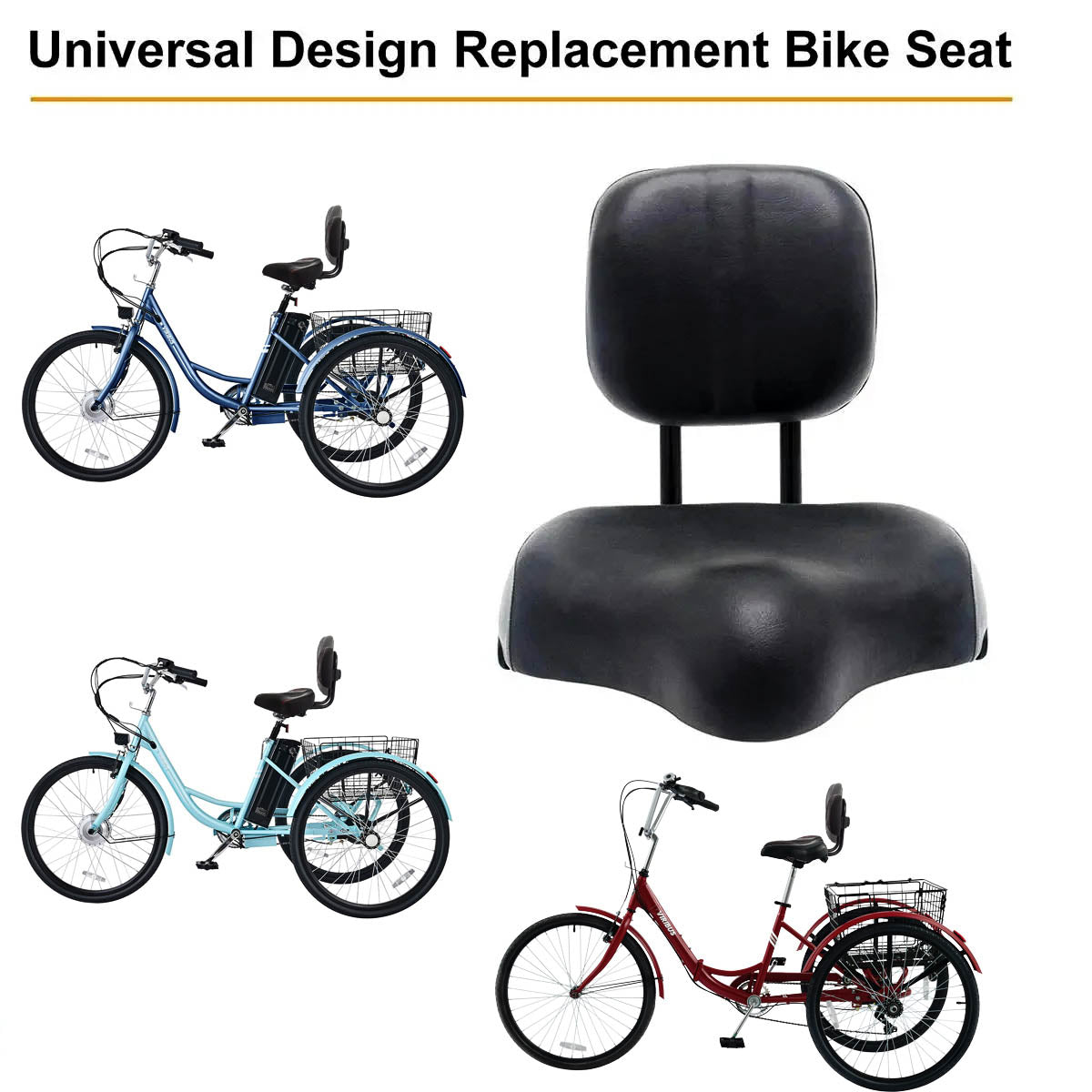 Electric Tricycle seat cushion, bike saddle with backrest