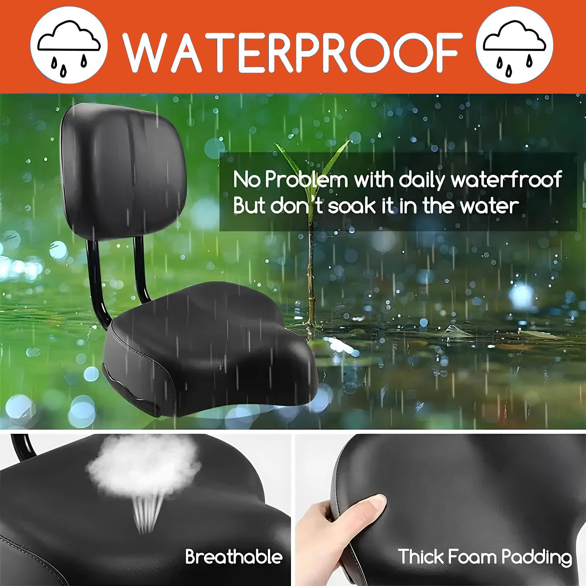 Electric Tricycle seat cushion, bike saddle with backrest