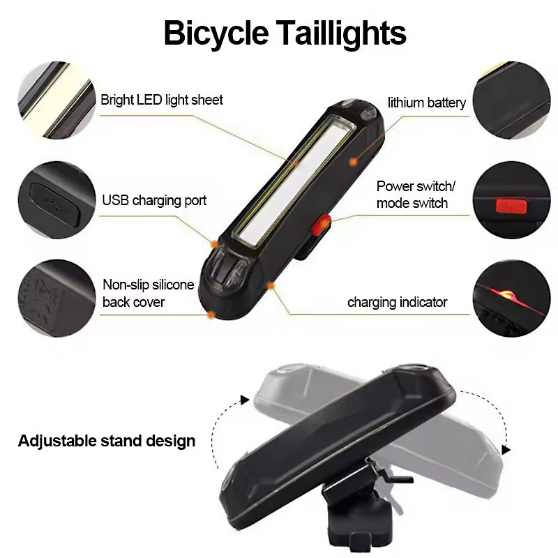 USB Rechargeable 1000LM Bike Headlight & Taillight Flashlight