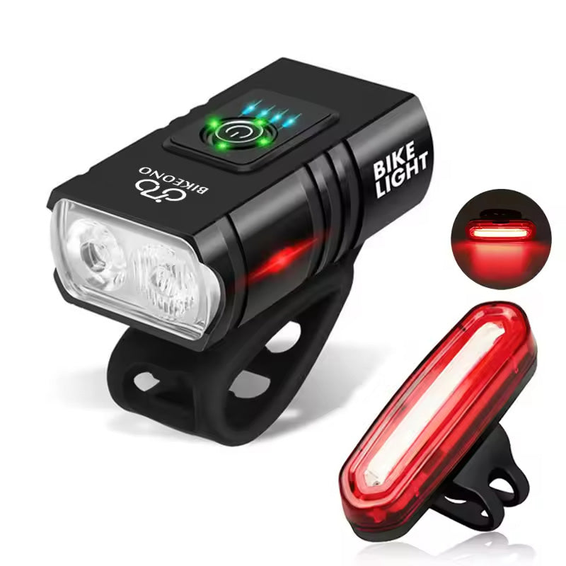 USB Rechargeable 1000LM Bike Headlight & Taillight Flashlight
