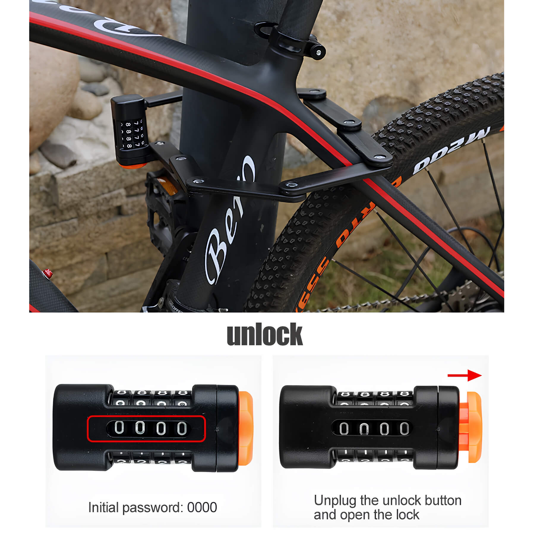 Viribus Bicycle Lock Alloy Steel Folding Lock Password Lock