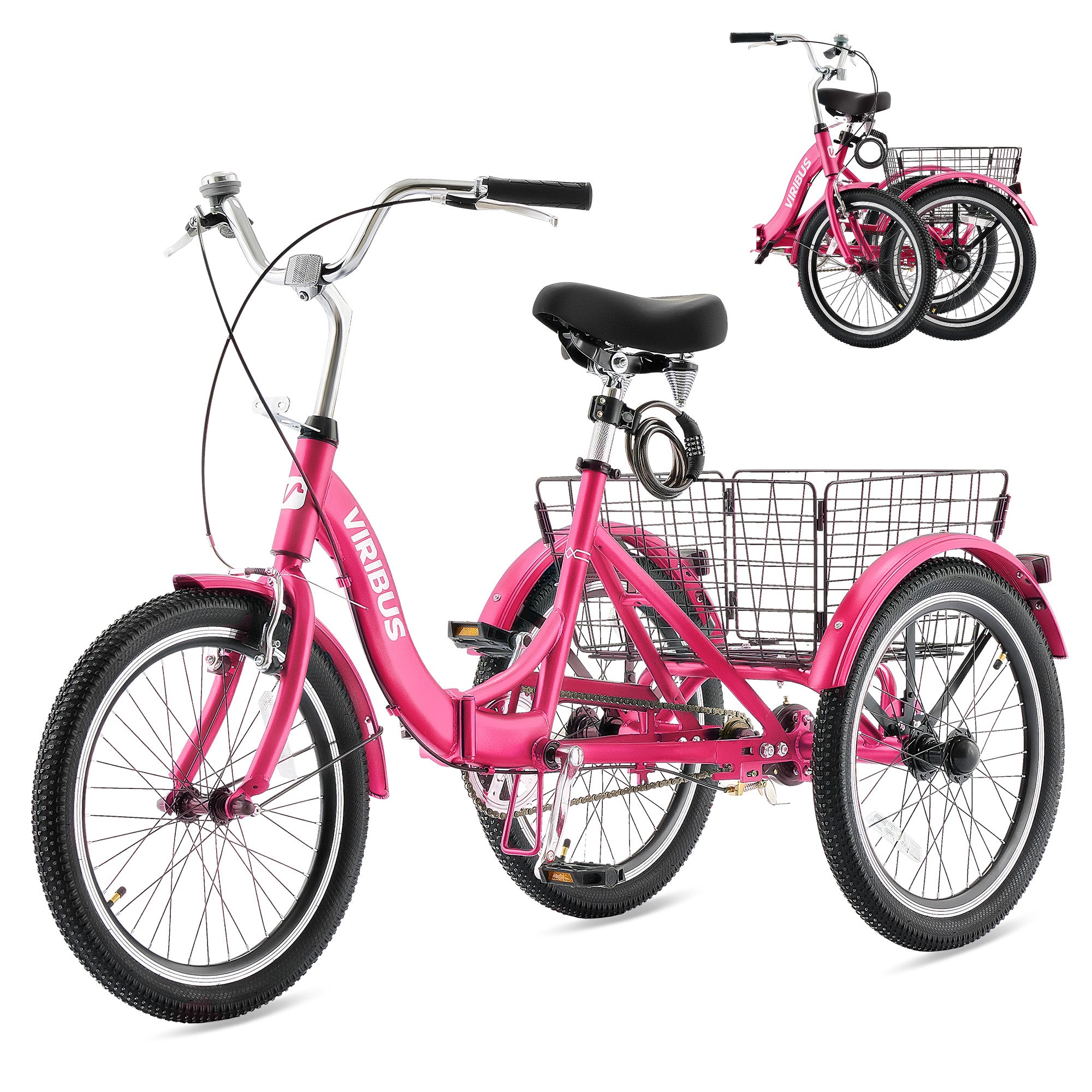 Viribus 20 inch Folding Adult Single Speed Tricycle​