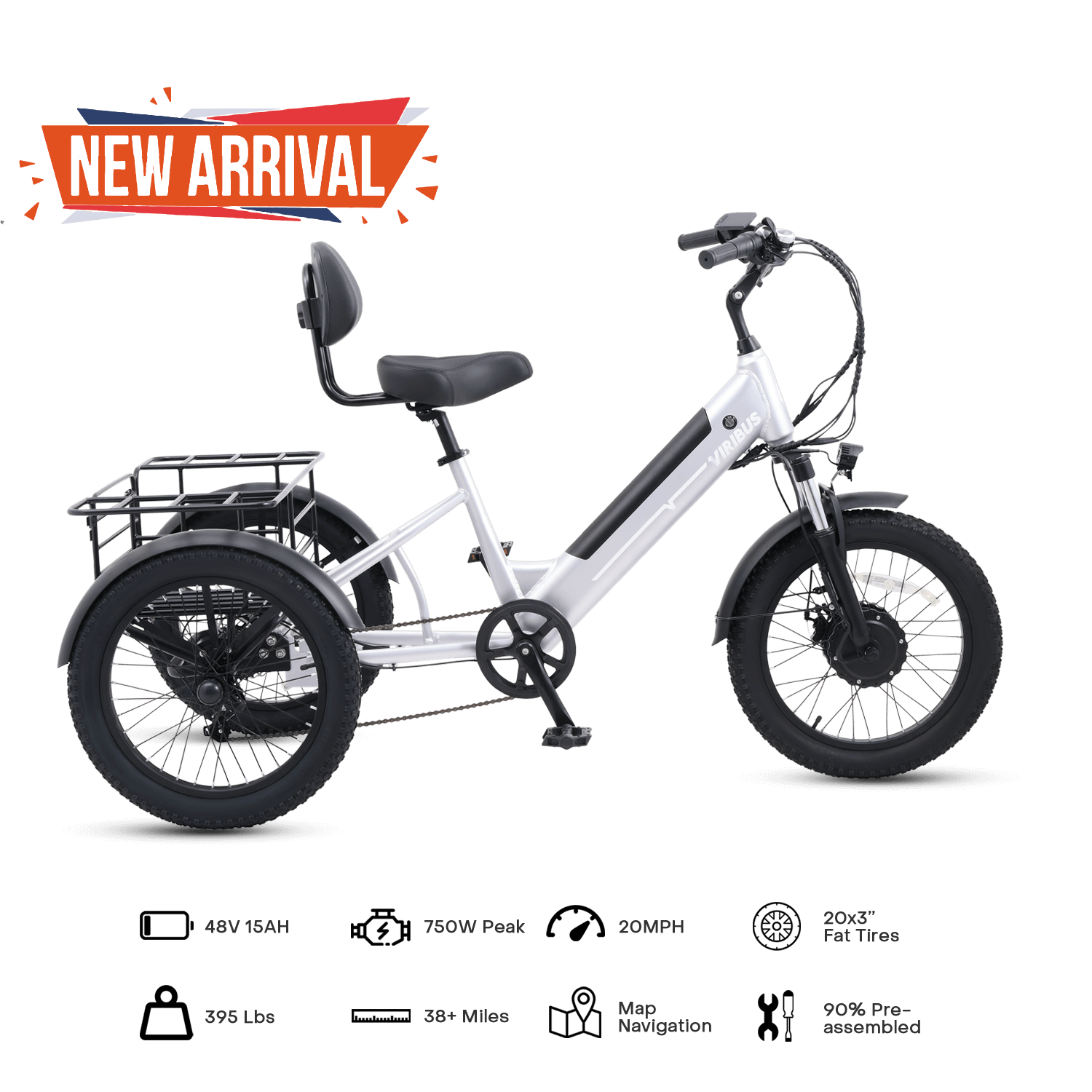 Viribus SC5 Fat Tire Electric Tricycle for Adults 3wheel electric bike