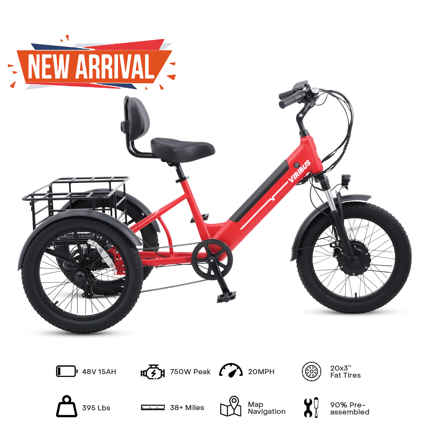 Viribus SC5 Fat Tire Electric Tricycle for Adults 3wheel electric bike