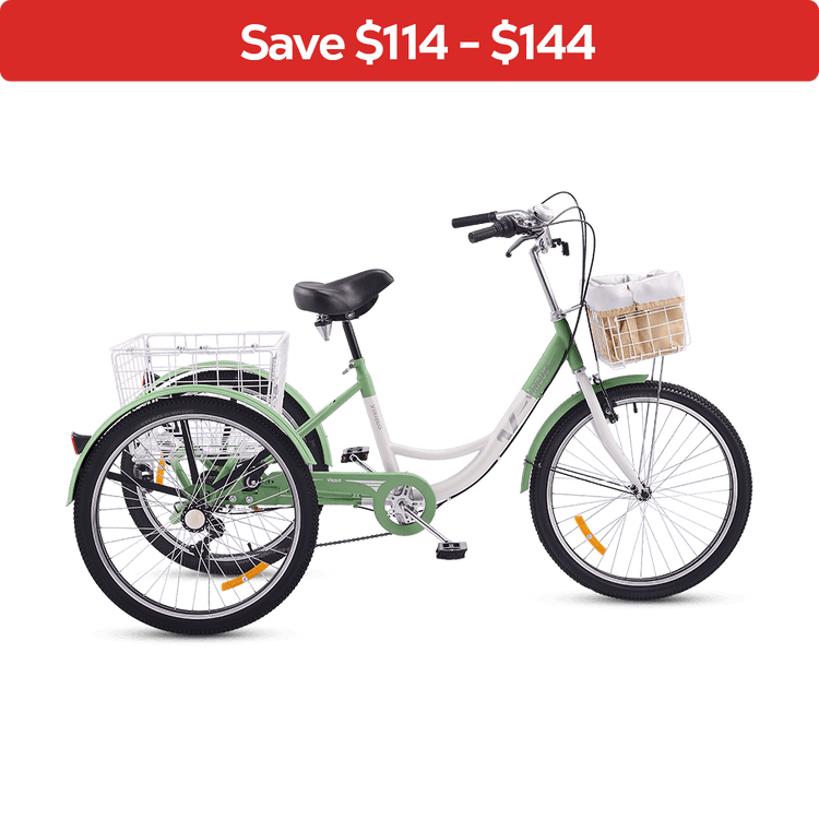 Viribus Adults Tricycle with Basket, 7 speed & Single-Chain