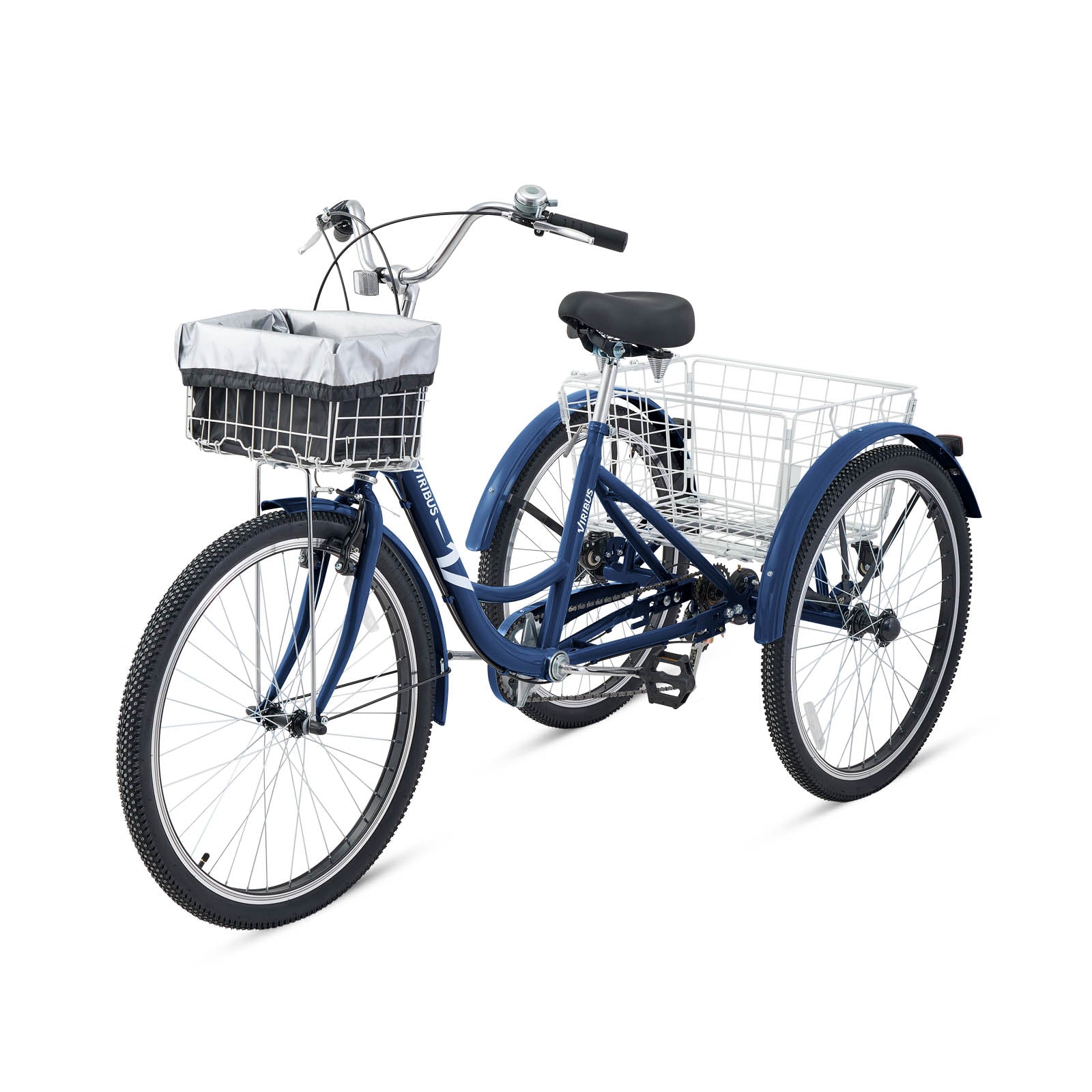 Viribus Adults Tricycle with Basket, 7 speed & Single-Chain