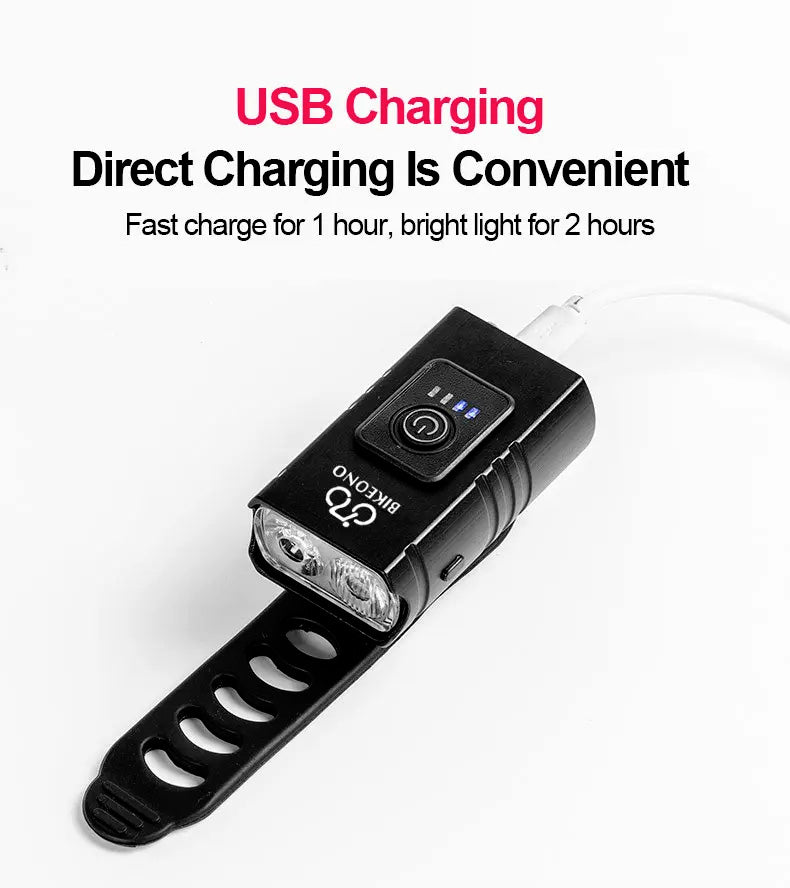 USB Rechargeable 1000LM Bike Headlight & Taillight Flashlight