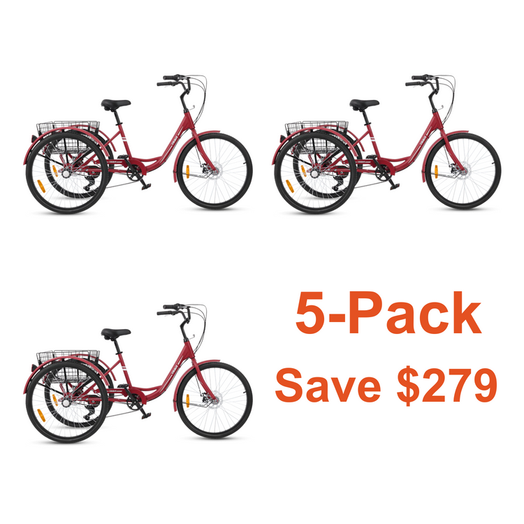 [Great Value] 5-Pack 24" VB1 Classic Adult Tricycle - Red