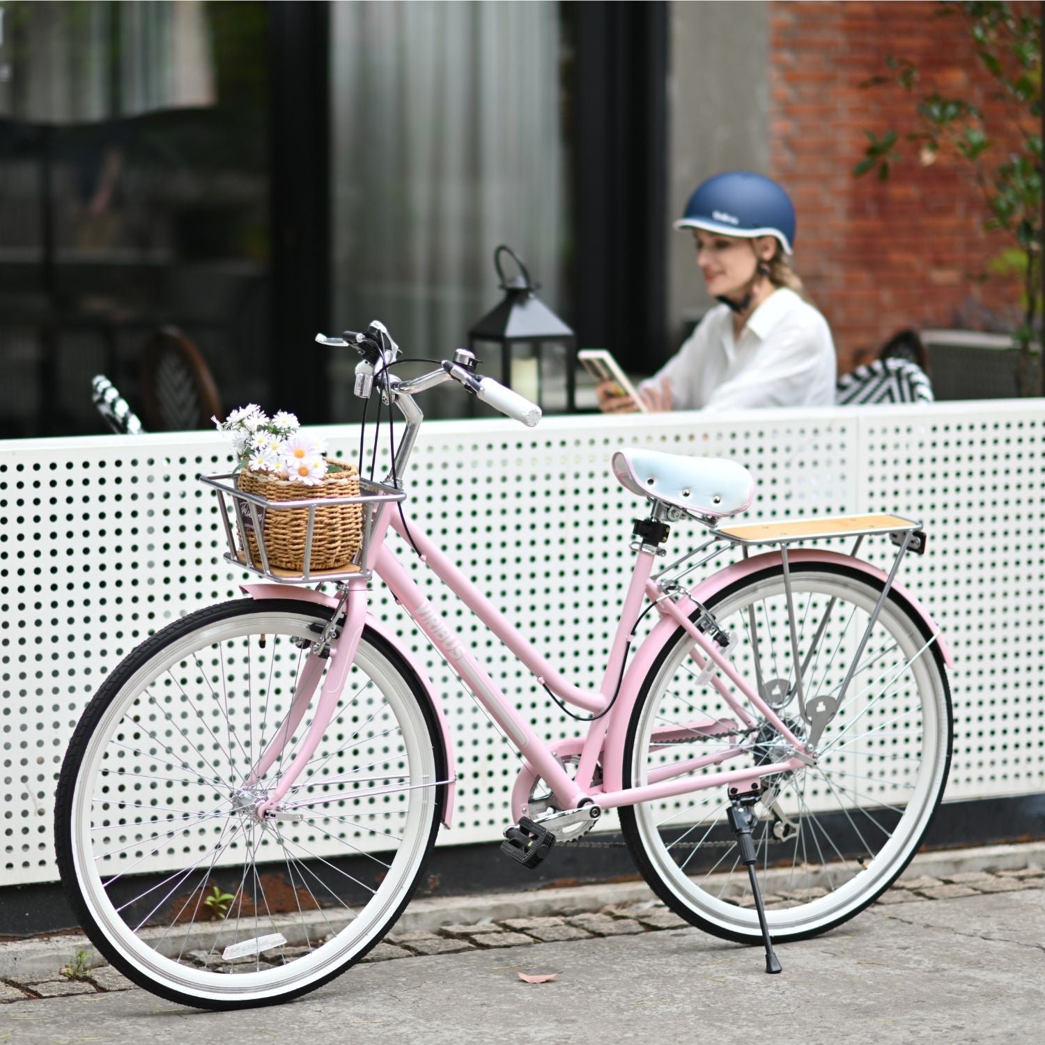 womens vintage bicycle with basket Ladies Deluxe 3-Speed Bike Sage Reid Bikes rear rack Bstjewey Folding Ladies Bicycle, 26