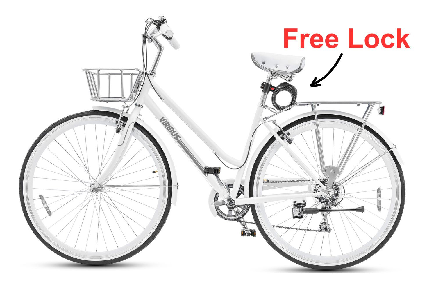 Viribus 700C Cruiser Bike for Women-Free Lock