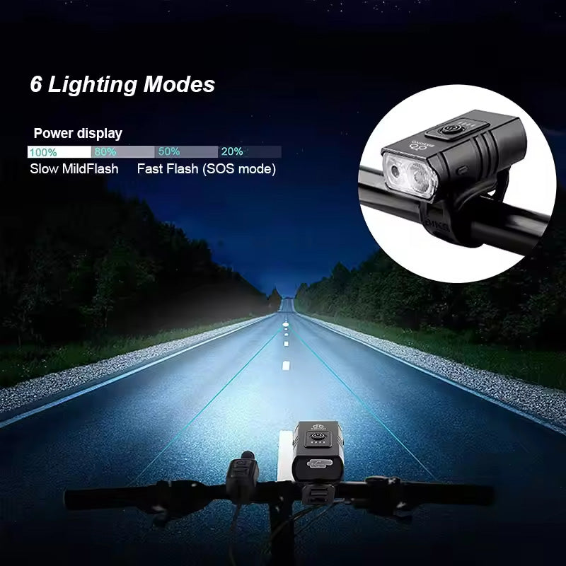 USB Rechargeable 1000LM Bike Headlight & Taillight Flashlight
